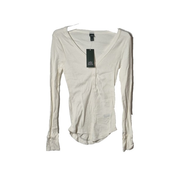 wild fable Tops - Wild Fable Top Womens XS Cream Ribbed V Neck Long Sleeve Pullover‎ New